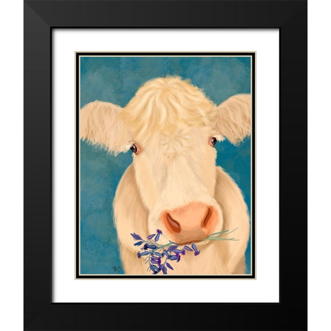 Cow Cream, Bluebells Black Modern Wood Framed Art Print with Double Matting by Fab Funky