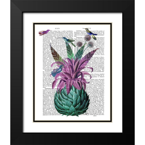 Tropical Artichoke Book Print Black Modern Wood Framed Art Print with Double Matting by Fab Funky