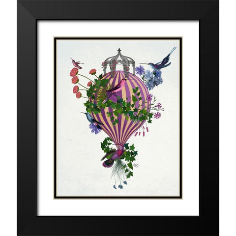 Bird Balloon 1 Black Modern Wood Framed Art Print with Double Matting by Fab Funky