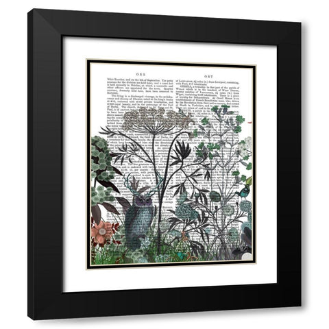 Wildflower Bloom, Owl Book Print Black Modern Wood Framed Art Print with Double Matting by Fab Funky