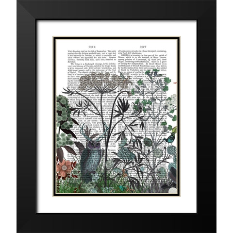 Wildflower Bloom, Owl Book Print Black Modern Wood Framed Art Print with Double Matting by Fab Funky