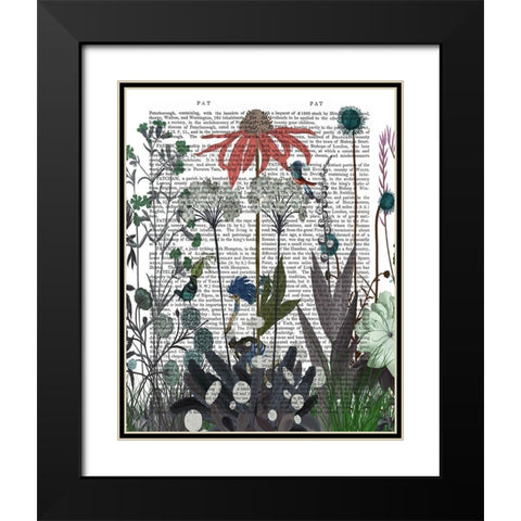 Wildflower Bloom, Ostrich Book Print Black Modern Wood Framed Art Print with Double Matting by Fab Funky