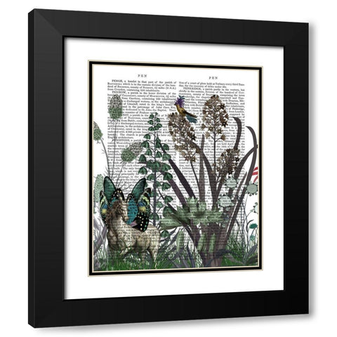 Wildflower Bloom, Horse Book Print Black Modern Wood Framed Art Print with Double Matting by Fab Funky