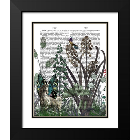 Wildflower Bloom, Horse Book Print Black Modern Wood Framed Art Print with Double Matting by Fab Funky