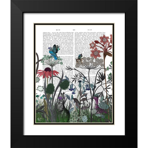 Wildflower Bloom, Rabbit Book Print Black Modern Wood Framed Art Print with Double Matting by Fab Funky