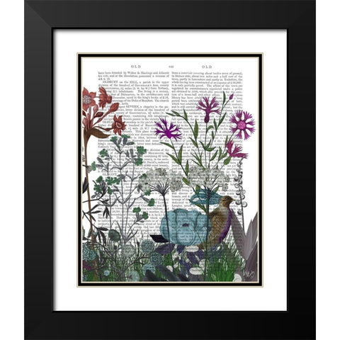 Wildflower Bloom, Partridge Book Print Black Modern Wood Framed Art Print with Double Matting by Fab Funky