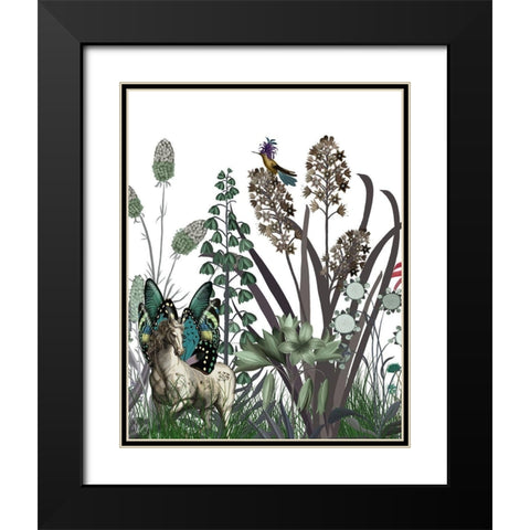 Wildflower Bloom, Horse Black Modern Wood Framed Art Print with Double Matting by Fab Funky