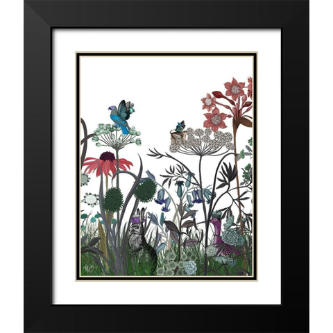 Wildflower Bloom, Rabbit Black Modern Wood Framed Art Print with Double Matting by Fab Funky