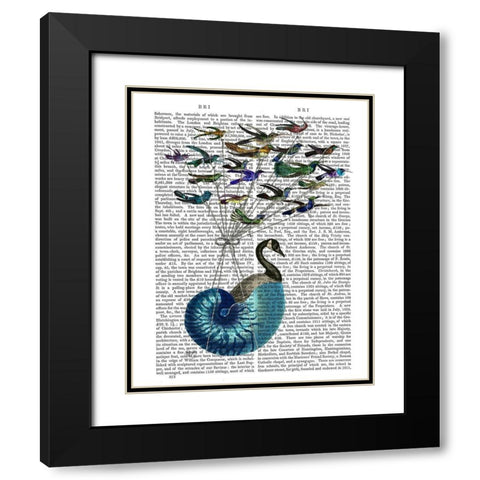 Goose Hot Air Balloon Book Print Black Modern Wood Framed Art Print with Double Matting by Fab Funky