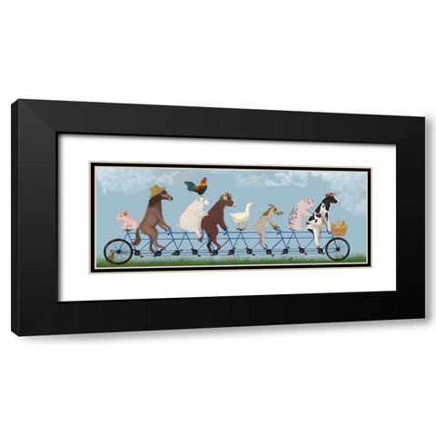 Tandem Farm Animals Black Modern Wood Framed Art Print with Double Matting by Fab Funky