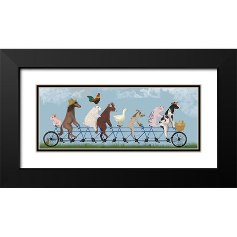 Tandem Farm Animals Black Modern Wood Framed Art Print with Double Matting by Fab Funky