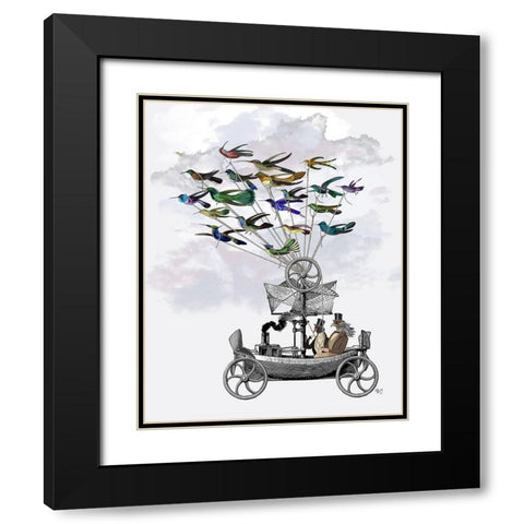 Bird Boat Black Modern Wood Framed Art Print with Double Matting by Fab Funky