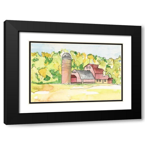 Barn Vista I Black Modern Wood Framed Art Print with Double Matting by Moore, Regina
