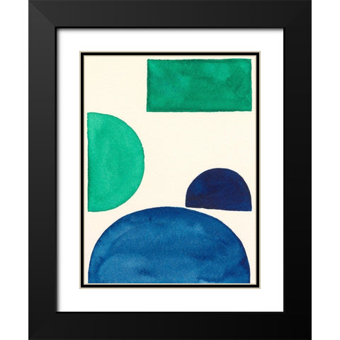 Elementary Shapes I Black Modern Wood Framed Art Print with Double Matting by Moore, Regina