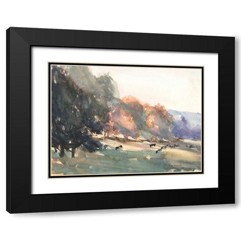 Sunlit Pasture II Black Modern Wood Framed Art Print with Double Matting by Calcasola, Stephen