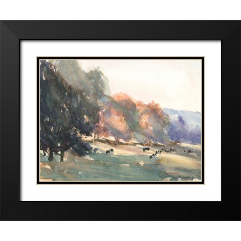 Sunlit Pasture II Black Modern Wood Framed Art Print with Double Matting by Calcasola, Stephen