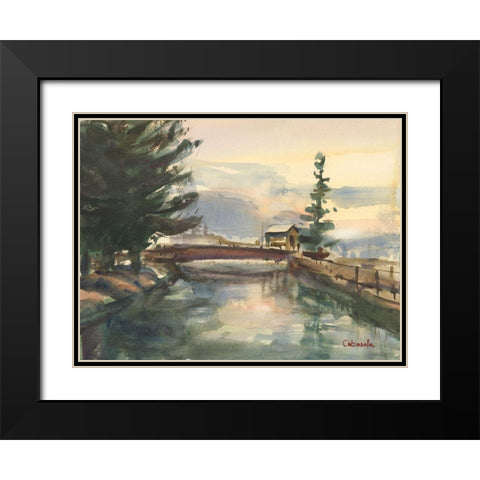 Mill Canal Springfield Massachusetts Black Modern Wood Framed Art Print with Double Matting by Calcasola, Stephen