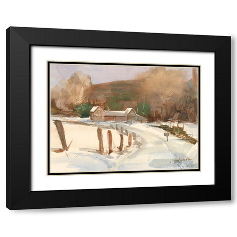 Connecticut Barns in Winter Black Modern Wood Framed Art Print with Double Matting by Calcasola, Stephen