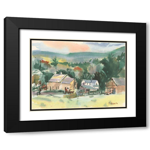 Valley Farm Black Modern Wood Framed Art Print with Double Matting by Calcasola, Stephen