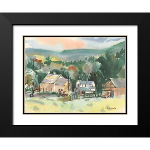 Valley Farm Black Modern Wood Framed Art Print with Double Matting by Calcasola, Stephen