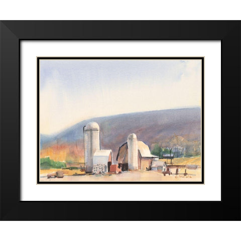 Farm in Ithaca NY Black Modern Wood Framed Art Print with Double Matting by Calcasola, Stephen