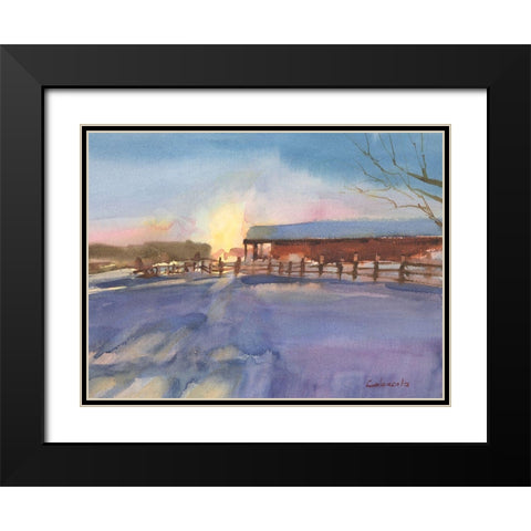 Long Barn at Sunset Black Modern Wood Framed Art Print with Double Matting by Calcasola, Stephen