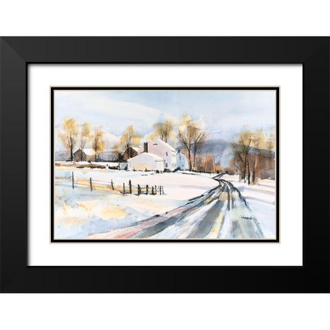 Snowed In Black Modern Wood Framed Art Print with Double Matting by Calcasola, Stephen