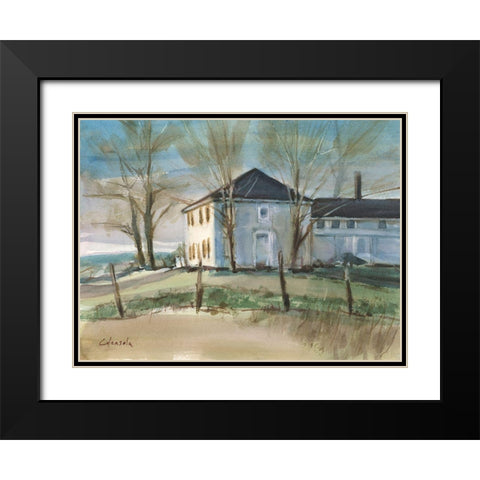 Old Colonial in Ellington Connecticut Black Modern Wood Framed Art Print with Double Matting by Calcasola, Stephen