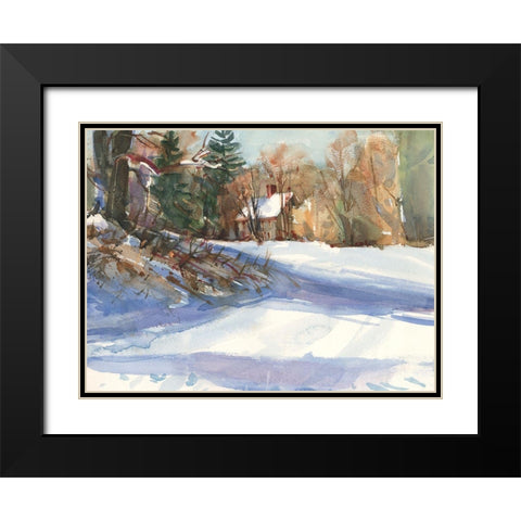 Snow Shadows Black Modern Wood Framed Art Print with Double Matting by Calcasola, Stephen