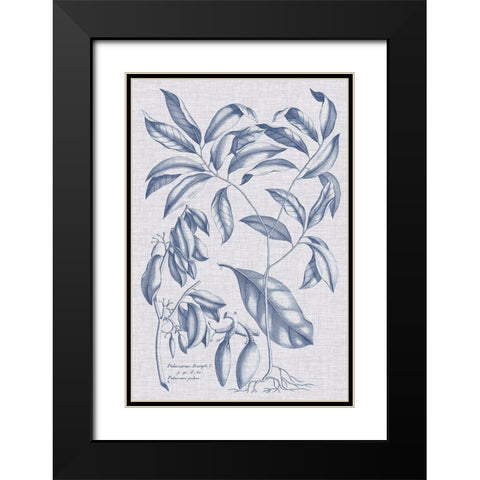 Navy And Linen Botanical I Black Modern Wood Framed Art Print with Double Matting by Vision Studio