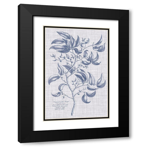 Navy And Linen Botanical III Black Modern Wood Framed Art Print with Double Matting by Vision Studio