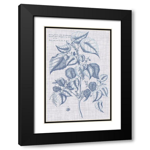 Navy And Linen Botanical VI Black Modern Wood Framed Art Print with Double Matting by Vision Studio