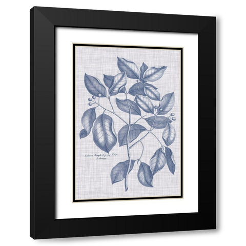 Navy And Linen Botanical VII Black Modern Wood Framed Art Print with Double Matting by Vision Studio