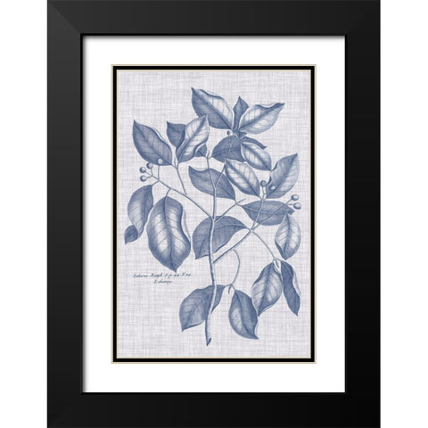 Navy And Linen Botanical VII Black Modern Wood Framed Art Print with Double Matting by Vision Studio