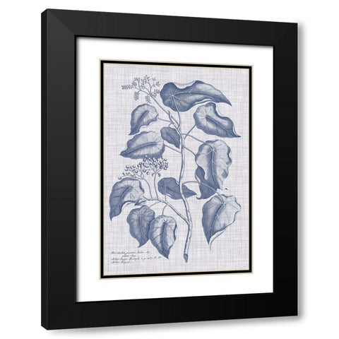 Navy And Linen Botanical VIII Black Modern Wood Framed Art Print with Double Matting by Vision Studio