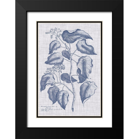 Navy And Linen Botanical VIII Black Modern Wood Framed Art Print with Double Matting by Vision Studio