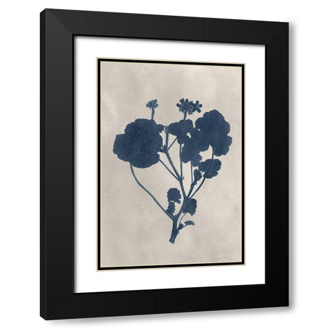 Navy Pressed Flowers II Black Modern Wood Framed Art Print with Double Matting by Vision Studio