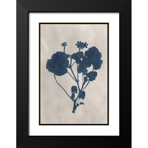 Navy Pressed Flowers II Black Modern Wood Framed Art Print with Double Matting by Vision Studio