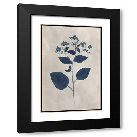 Navy Pressed Flowers III Black Modern Wood Framed Art Print with Double Matting by Vision Studio