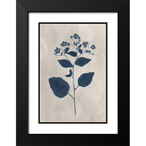 Navy Pressed Flowers III Black Modern Wood Framed Art Print with Double Matting by Vision Studio