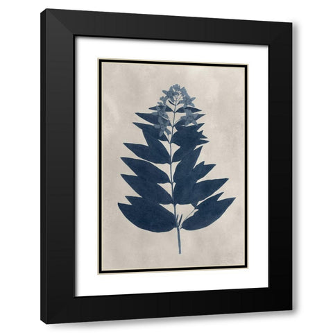 Navy Pressed Flowers IV Black Modern Wood Framed Art Print with Double Matting by Vision Studio