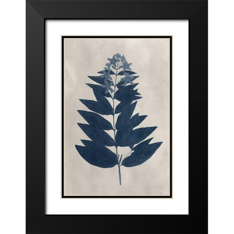 Navy Pressed Flowers IV Black Modern Wood Framed Art Print with Double Matting by Vision Studio