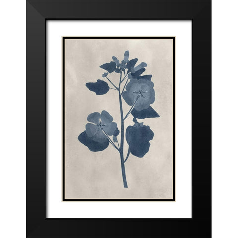 Navy Pressed Flowers V Black Modern Wood Framed Art Print with Double Matting by Vision Studio