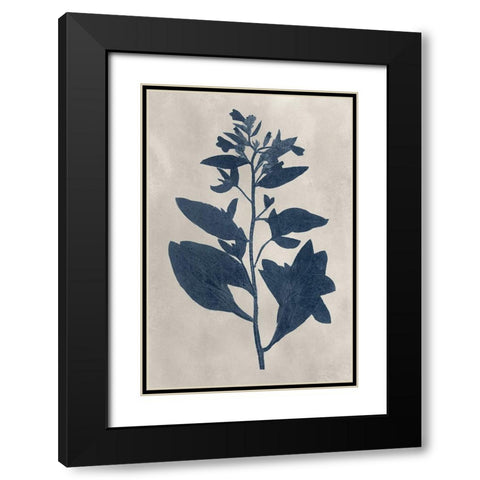 Navy Pressed Flowers VI Black Modern Wood Framed Art Print with Double Matting by Vision Studio