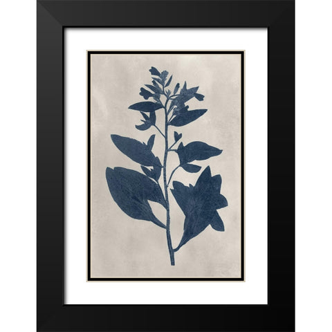Navy Pressed Flowers VI Black Modern Wood Framed Art Print with Double Matting by Vision Studio