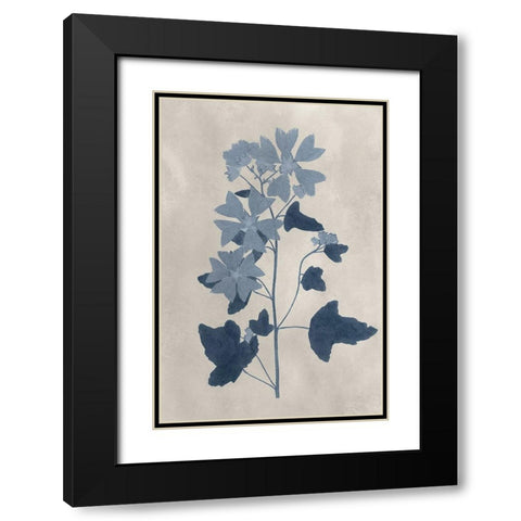 Navy Pressed Flowers VII Black Modern Wood Framed Art Print with Double Matting by Vision Studio