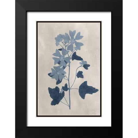 Navy Pressed Flowers VII Black Modern Wood Framed Art Print with Double Matting by Vision Studio