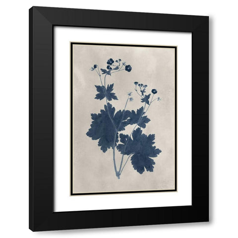 Navy Pressed Flowers VIII Black Modern Wood Framed Art Print with Double Matting by Vision Studio