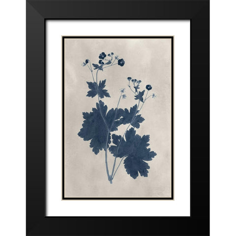 Navy Pressed Flowers VIII Black Modern Wood Framed Art Print with Double Matting by Vision Studio