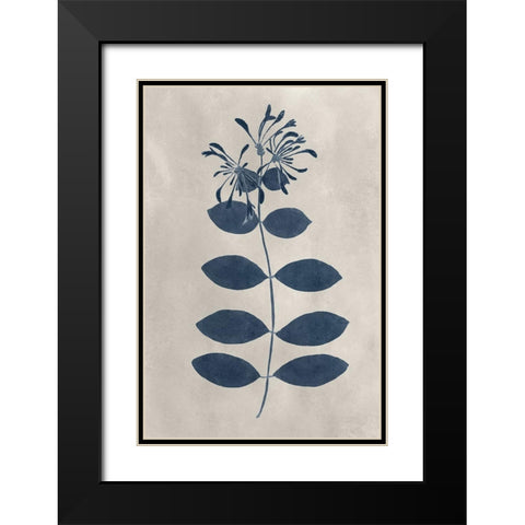 Navy Pressed Flowers IX Black Modern Wood Framed Art Print with Double Matting by Vision Studio